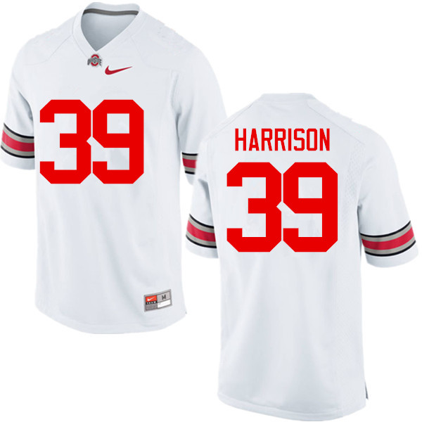 Men Ohio State Buckeyes #39 Malik Harrison College Football Jerseys Game-White